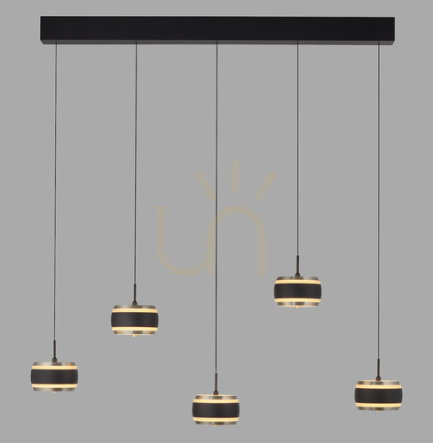 Skontrolujte PURE FALLING RINGS 2504-18 Čierne závesné svietidlo s 5 LED diódami