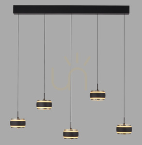 PURE FALLING RINGS 2504-18 Čierne závesné svietidlo s 5 LED diódami small 0