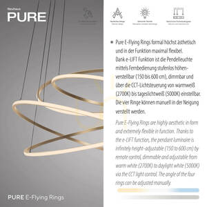 PURE E-FLYING RINGS 2566-97 Hnedé závesné svietidlo s 1xLED small 8