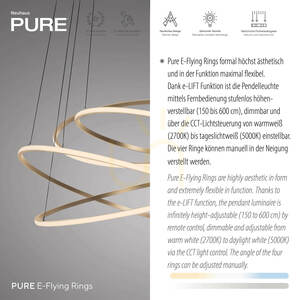 PURE E-FLYING RINGS 2566-97 Hnedé závesné svietidlo s 1xLED small 9