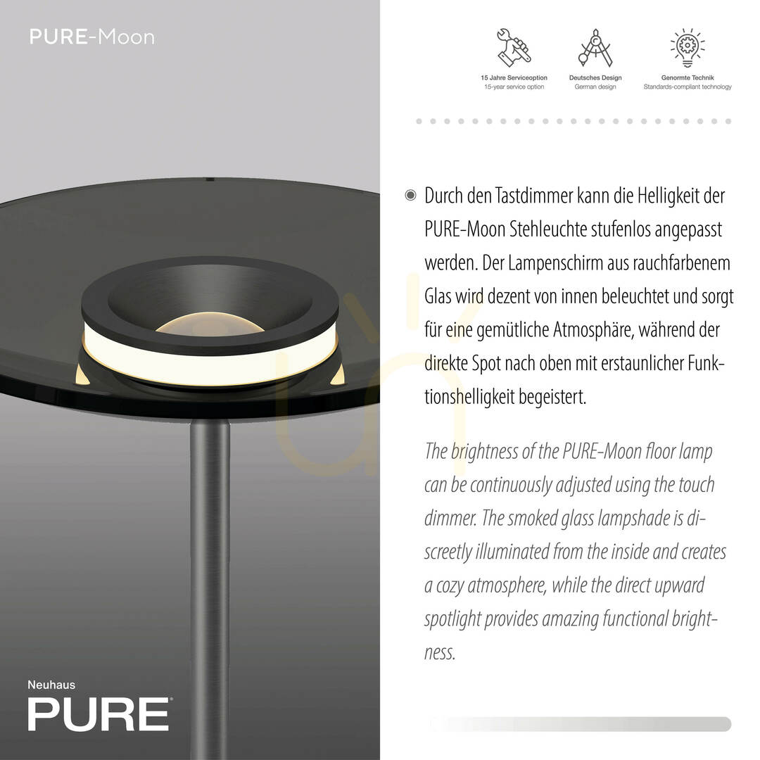 Náhľad Stojaca lampa PURE MOON 594-15, sivá, 2xLED Stojaca lampa PURE MOON 594-15, sivá, 2xLED
