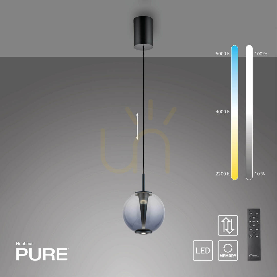 vyhliadka PURE INFINITY 2220-15 Šedé závesné svietidlo s 1 LED žiarovkou PURE INFINITY 2220-15 Šedé závesné svietidlo s 1 LED žiarovkou