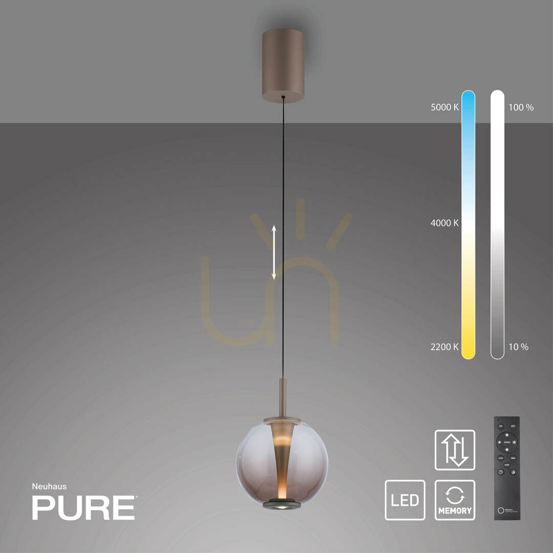 vyhliadka Závesné svietidlo PURE INFINITY 2220-97, hnedé, 1xLED Závesné svietidlo PURE INFINITY 2220-97, hnedé, 1xLED