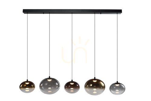 Skontrolujte PESARO – rovná 5-žiarová závesná lampa, čierna, 7082-502, Aviano