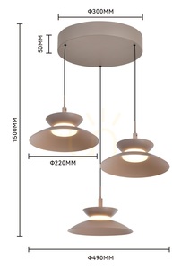 GUBBIO Okrúhle trojité závesné svietidlo, farba Cashmere, 5060-313 Aviano small 5