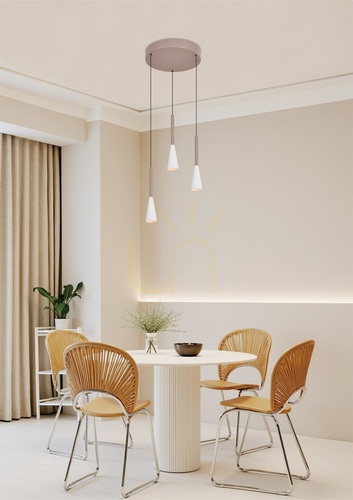 Skontrolujte TROMPTO Okrúhle trojité závesné svietidlo, farba Cashmere, 5050-324 Aviano