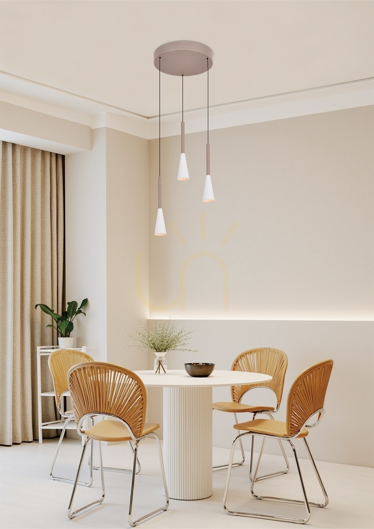 TROMPTO Okrúhle trojité závesné svietidlo, farba Cashmere, 5050-324 Aviano