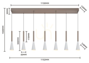 TROMPTO „Seven“ – závesné svietidlo s rovným ramenom, Cashmere 7050-724 Aviano small 6