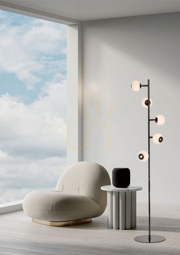 Skontrolujte Stojaca lampa LUBERON s 5 LED diódami, čierny chróm, 3051-505, Aviano
