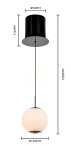 LED závesné svietidlo Aviano LUBERON 6051-105, čierny chróm, biela guľa 12 cm small 4