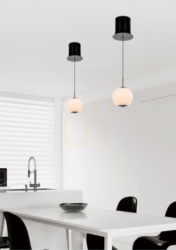 Skontrolujte LED závesné svietidlo Aviano LUBERON 6051-105, čierny chróm, biela guľa 12 cm