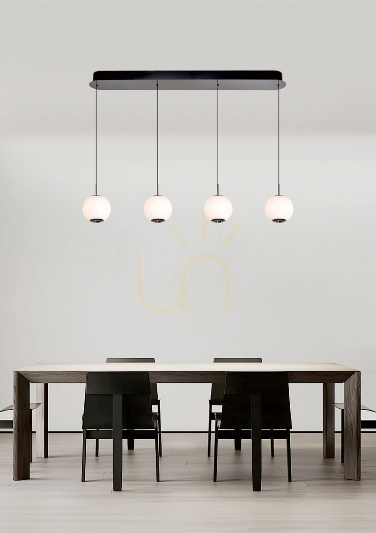LUBERON 4-žiarové rovné LED závesné svietidlo, čierny chróm, 7051-405, Aviano