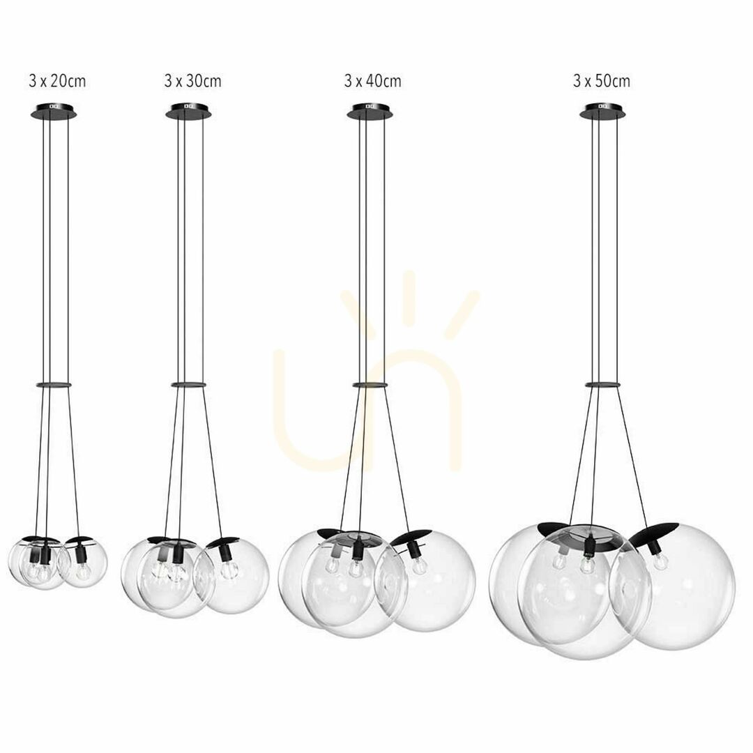 vyhliadka Závesné svietidlo s.luce Orb Cluster, číre sklo, 3× E27, Ø 50 cm Závesné svietidlo s.luce Orb Cluster, číre sklo, 3× E27, Ø 50 cm