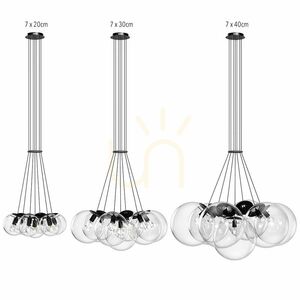 Závesné svietidlo s.luce Orb Cluster, 7× E27, dymové sklo, Ø 40 cm small 7