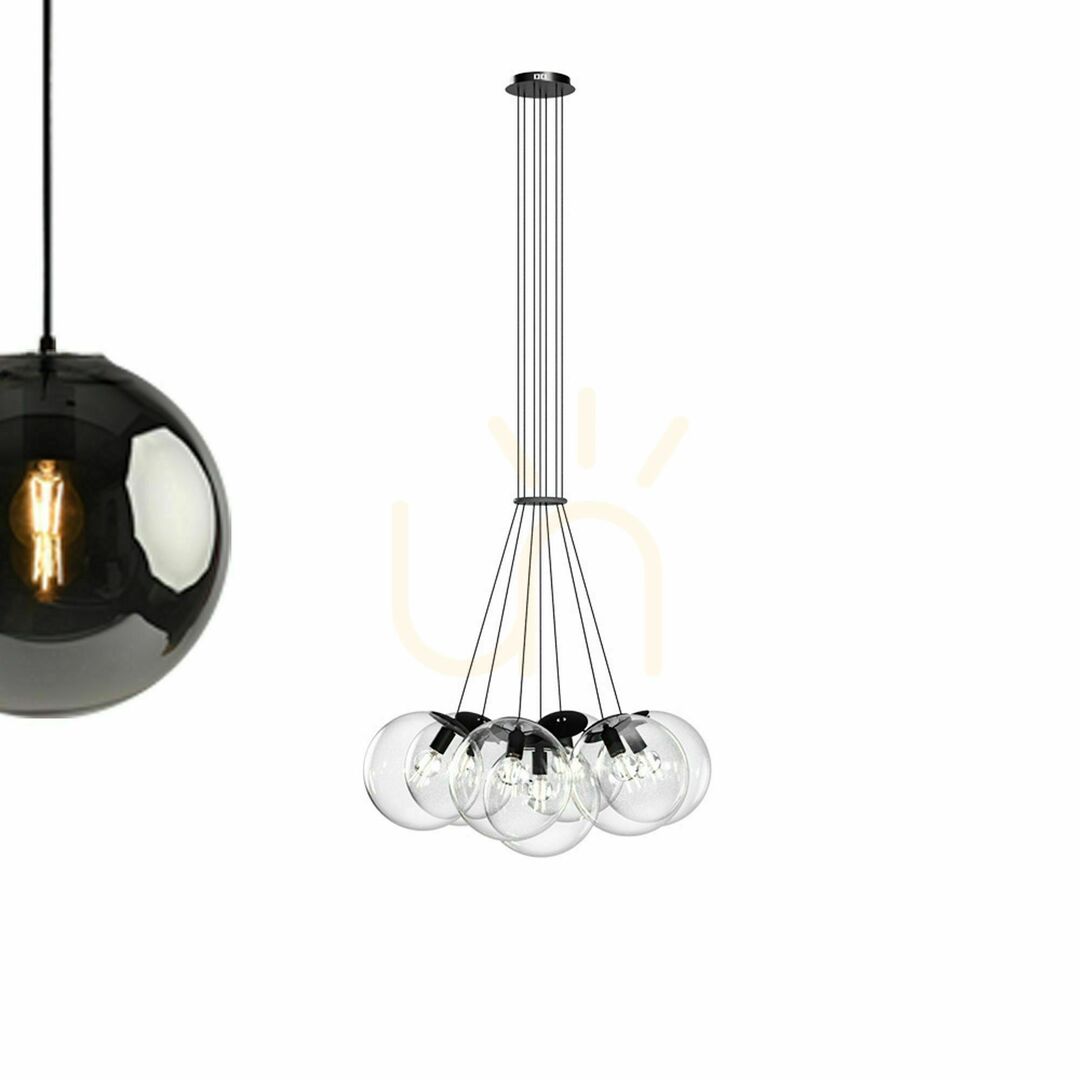 Náhľad Závesné svietidlo s.luce Orb Cluster, 7 × E27, číre sklenené gule Závesné svietidlo s.luce Orb Cluster, 7 × E27, číre sklenené gule