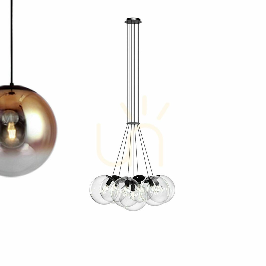 vyhliadka Závesné svietidlo s.luce Orb Cluster, 7 × E27, číre sklenené gule Závesné svietidlo s.luce Orb Cluster, 7 × E27, číre sklenené gule