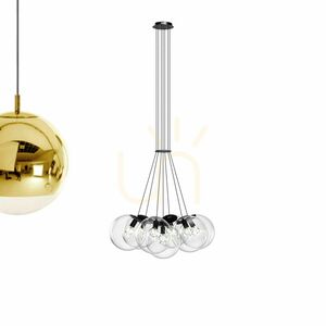 Závesné svietidlo s.luce Orb Cluster, 7× E27, dymové sklo small 14