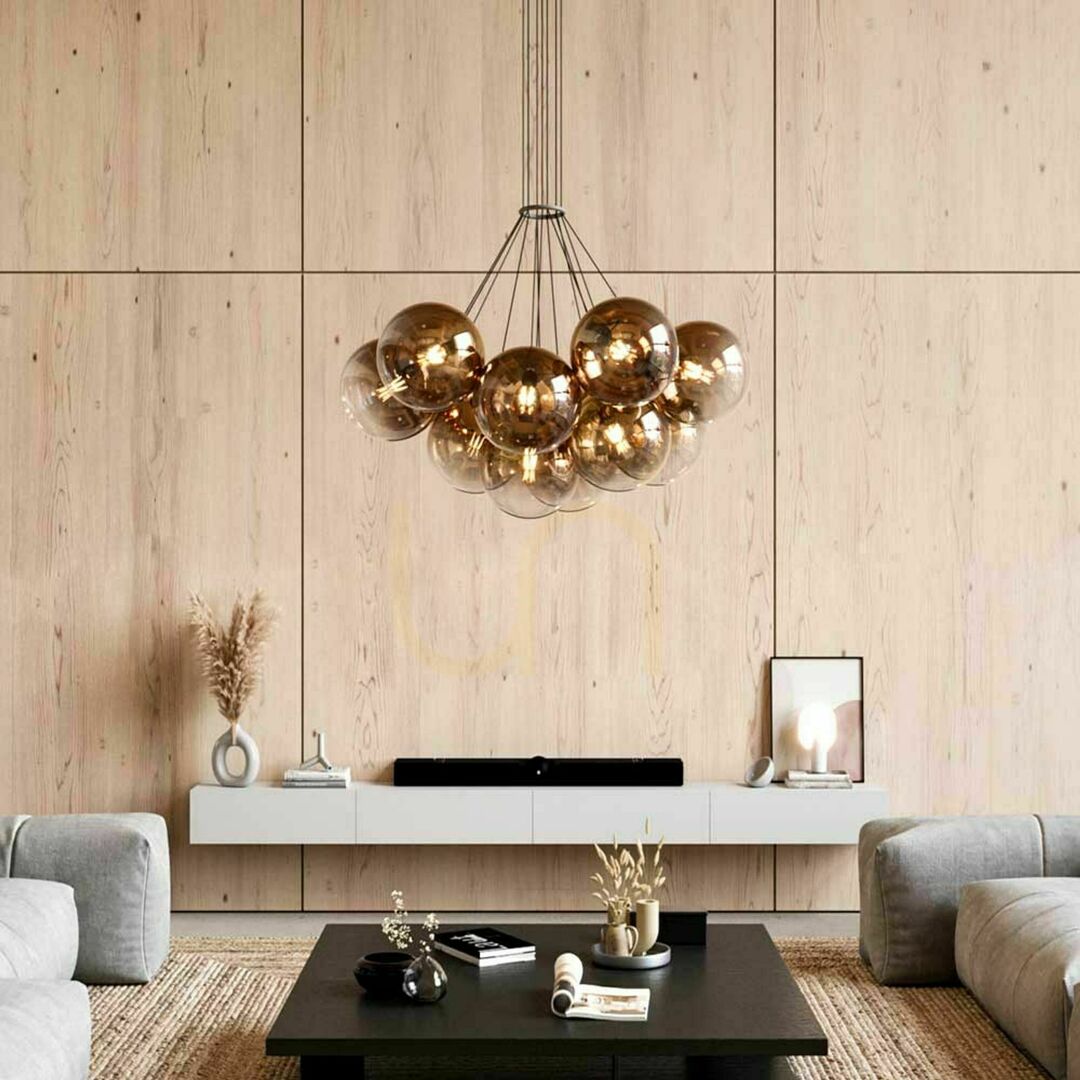 Displej Závesný luster s.luce Orb Cluster, 13× E27, číre sklenené gule Závesný luster s.luce Orb Cluster, 13× E27, číre sklenené gule