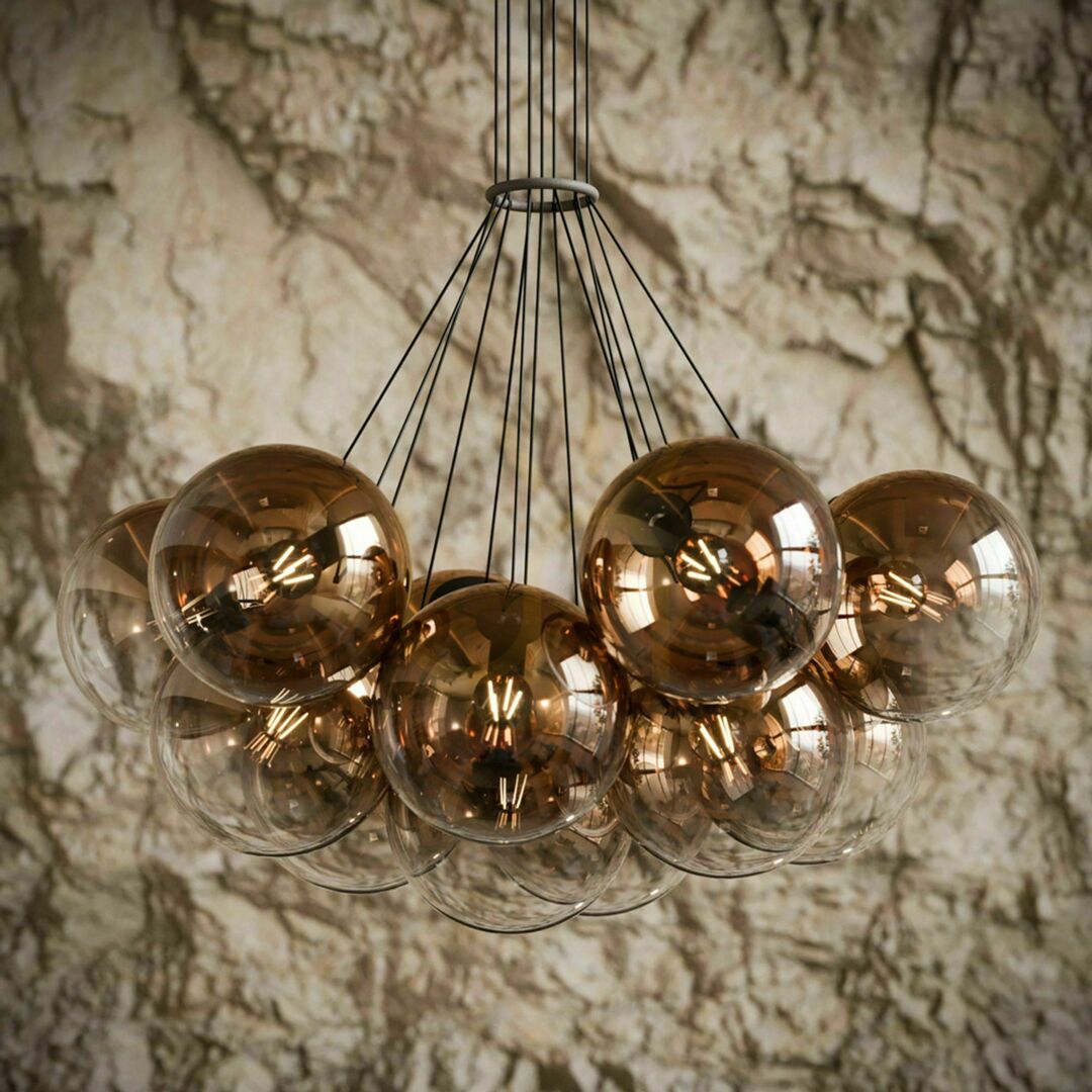 vyhliadka Závesný luster s.luce Orb Cluster, 13 svetiel, dymové sklo, E27 Závesný luster s.luce Orb Cluster, 13 svetiel, dymové sklo, E27
