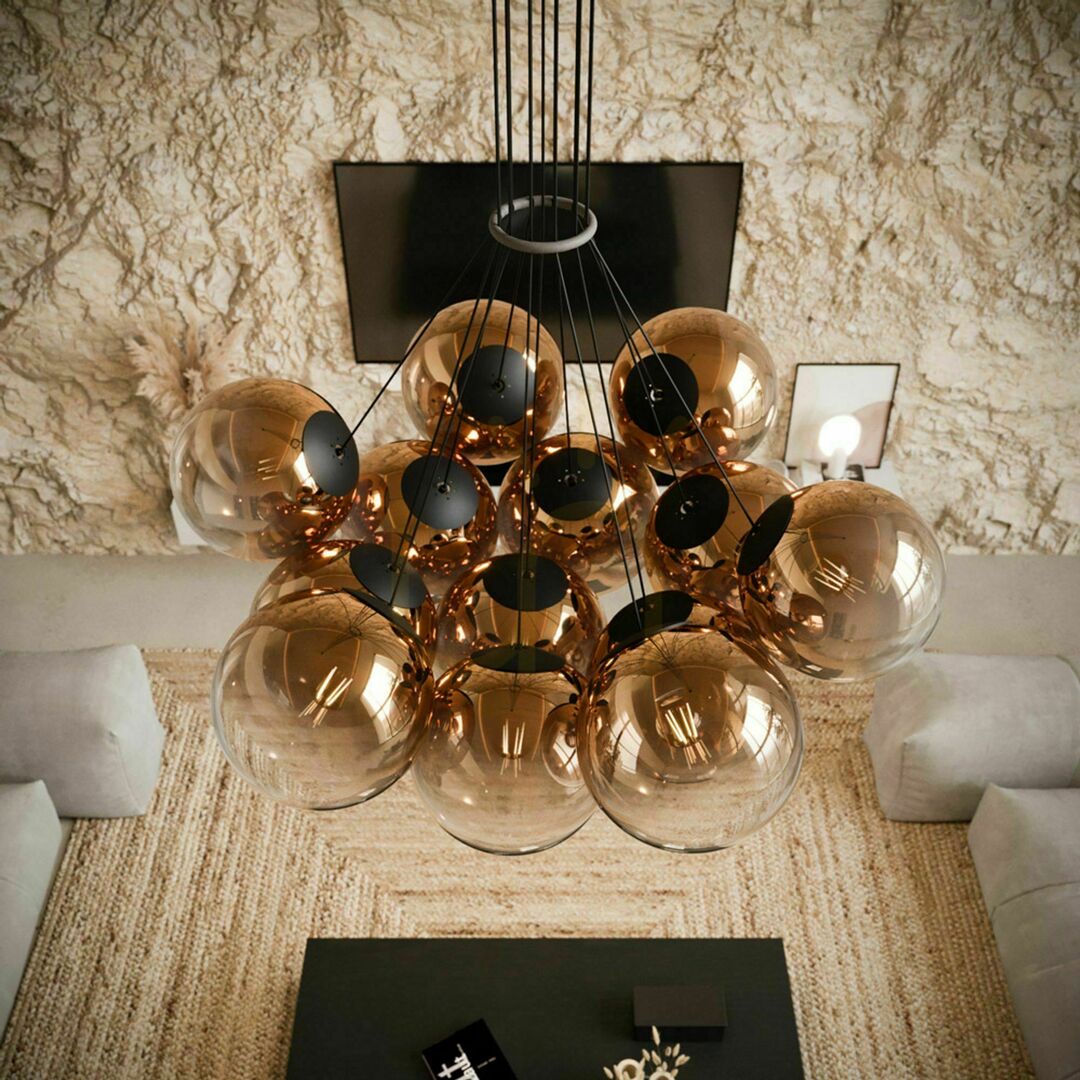 Šou Závesný luster s.luce Orb Cluster, 13× E27, dymové sklo Závesný luster s.luce Orb Cluster, 13× E27, dymové sklo