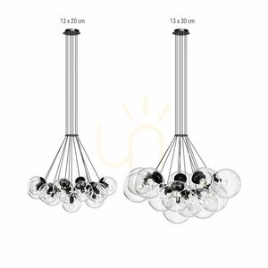 Závesný luster s.luce Orb Cluster s 13 sklenenými guľami, medený, 13× E27 small 10