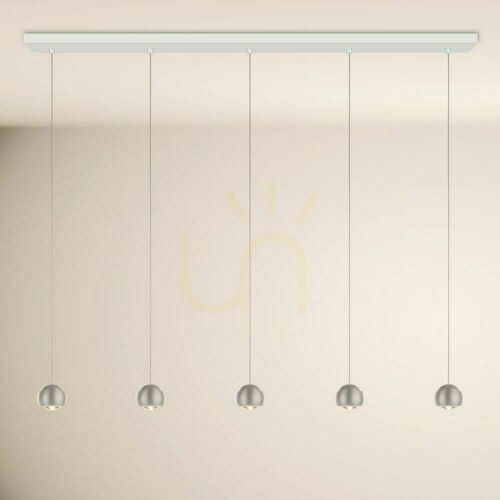 Skontrolujte LED závesné svietidlo s.luce Beam, 5 svetiel, 120 cm, strieborné, stmievateľné