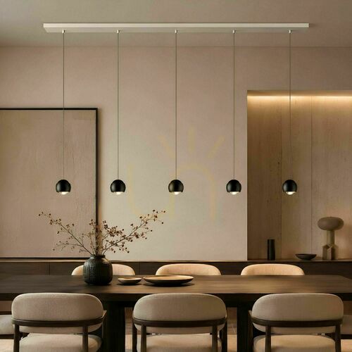 Skontrolujte LED závesné svietidlo s.luce Beam, 5-svetelné, strieborné, 160 cm, stmievateľné