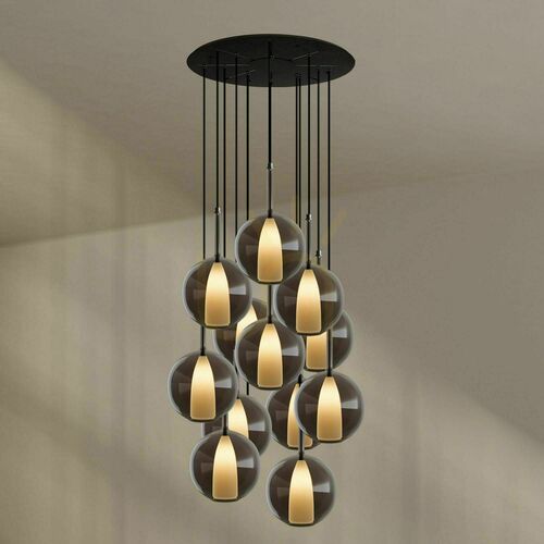Skontrolujte Závesný luster s.luce Belluna, 12× E27, dymové sklo