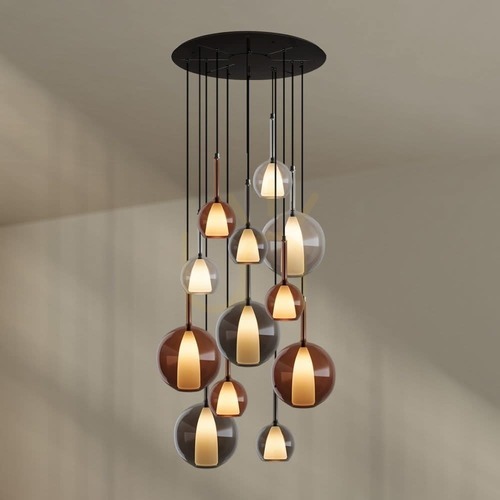 Skontrolujte Závesný luster s.luce Belluna, 12 svetiel, viacfarebný, sklo, E14/E27
