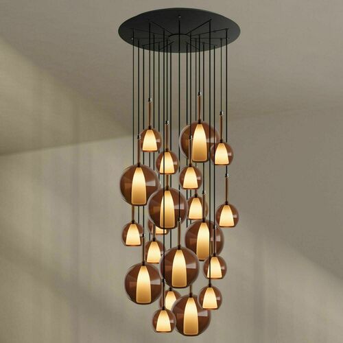 Skontrolujte Závesný luster s.luce Belluna, 20 svetiel, hnedý, Ø 120 cm