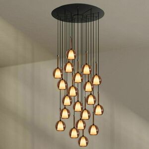Závesný luster s.luce Belluna, 20 × E14, hnedý, sklo a kov, stropná rozeta Ø 120 cm small 1