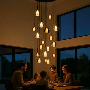 Závesný luster s.luce Belluna, 20 × E14, hnedý, sklo a kov, stropná rozeta Ø 120 cm small 2