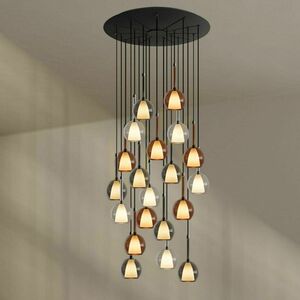 Závesný luster s.luce Belluna, 20 × E14, hnedý, sklo a kov, stropná rozeta Ø 120 cm small 7