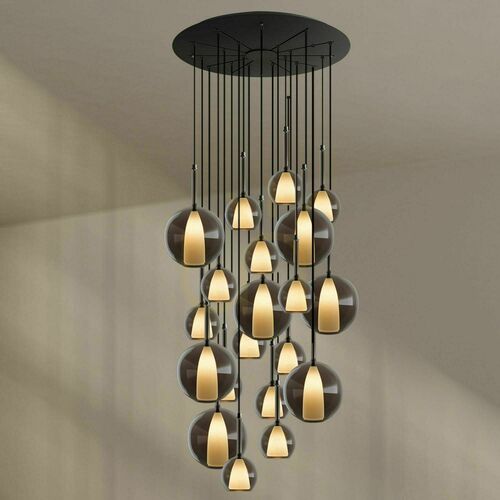 Skontrolujte Závesný luster s.luce Belluna, 20 svetiel, dymové sklo, Ø 120 cm