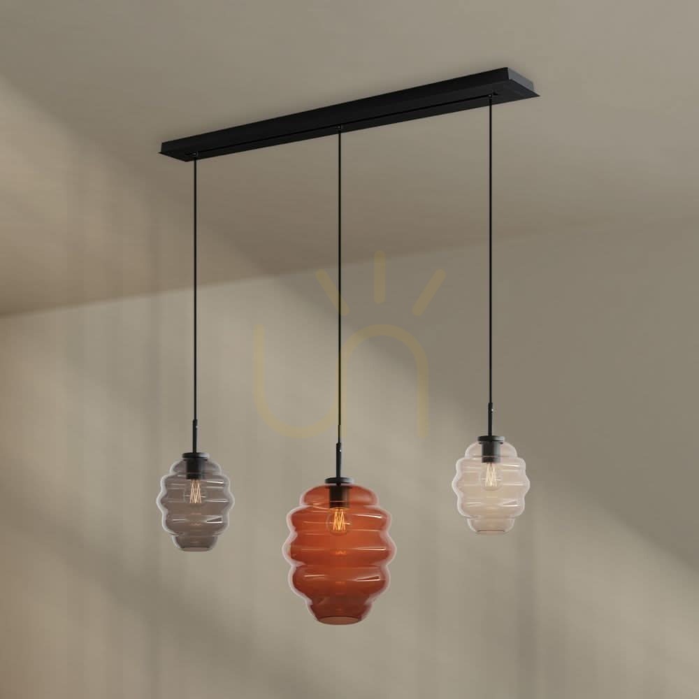 3-Light Pendant Chandelier s.luce Echos Multicolor Glass 120 cm E27