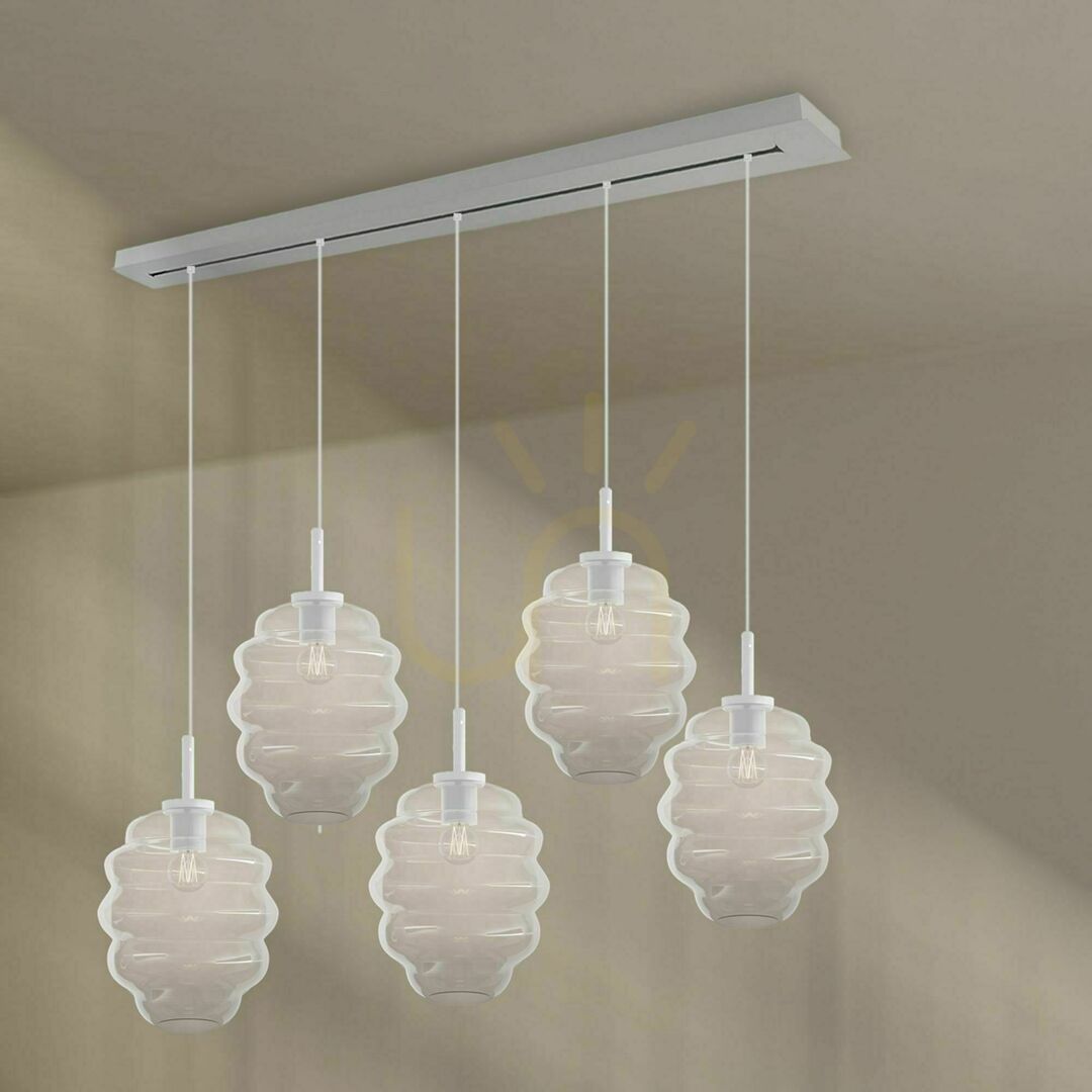 Náhľad Závesné svietidlo s.luce Echos, 5× E27, priehľadné sklo, 160 cm Závesné svietidlo s.luce Echos, 5× E27, priehľadné sklo, 160 cm
