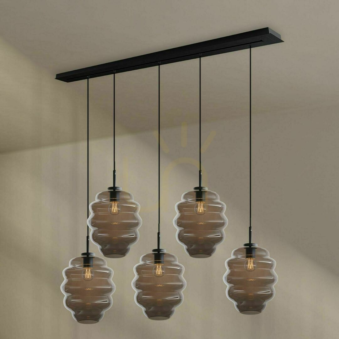 Pendant Light s.luce Echos 5-Light Smoky Glass, 160 cm