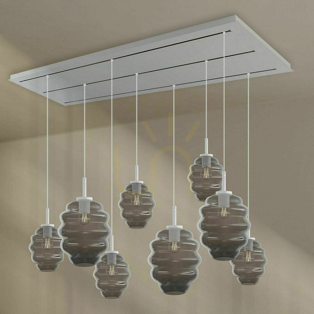 vyhliadka Závesné svietidlo s.luce Echos, 8 × E27, dymové sklo, 200 cm Závesné svietidlo s.luce Echos, 8 × E27, dymové sklo, 200 cm