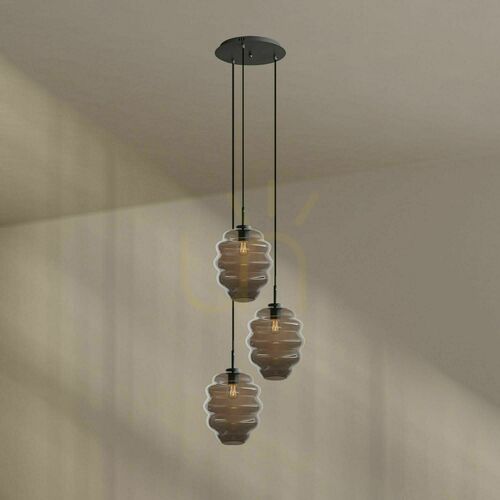 Skontrolujte Závesné svietidlo s.luce Echos, 3× E27, dymové sklo, Ø tienidiel 25 cm