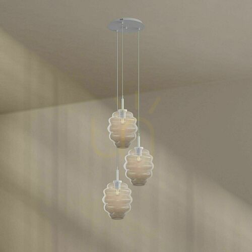 Skontrolujte Závesné svietidlo s.luce Echos, 3× E27, priehľadné sklo, Ø 25 cm