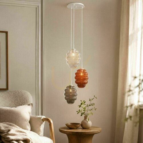 Skontrolujte Závesný luster s.luce Echos, 3× E27, viacfarebný, sklo a kov, Ø tienidiel 25 cm