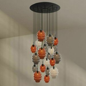 Závesný luster s.luce Echos, 20 × E27, viacfarebný, sklo a kov small 4
