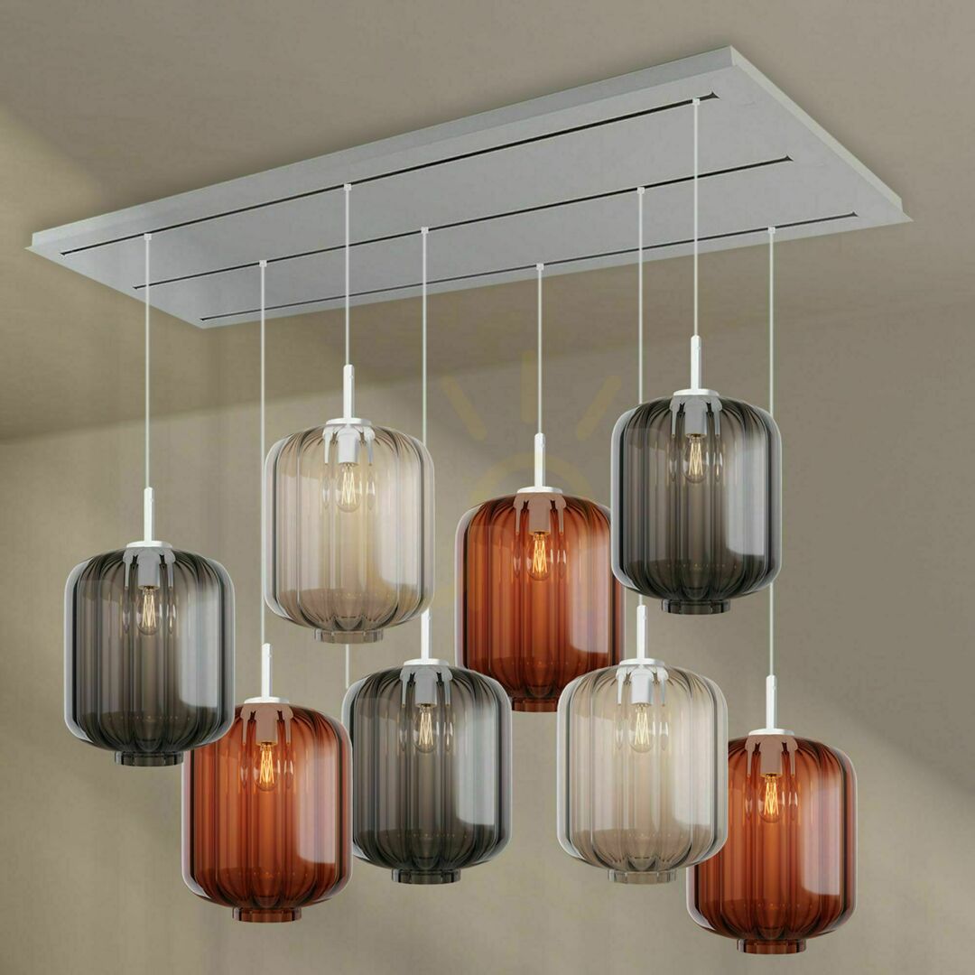 Náhľad Závesné svietidlo s.luce Velo, 8× E27, viacfarebné, sklenené, 200 cm Závesné svietidlo s.luce Velo, 8× E27, viacfarebné, sklenené, 200 cm