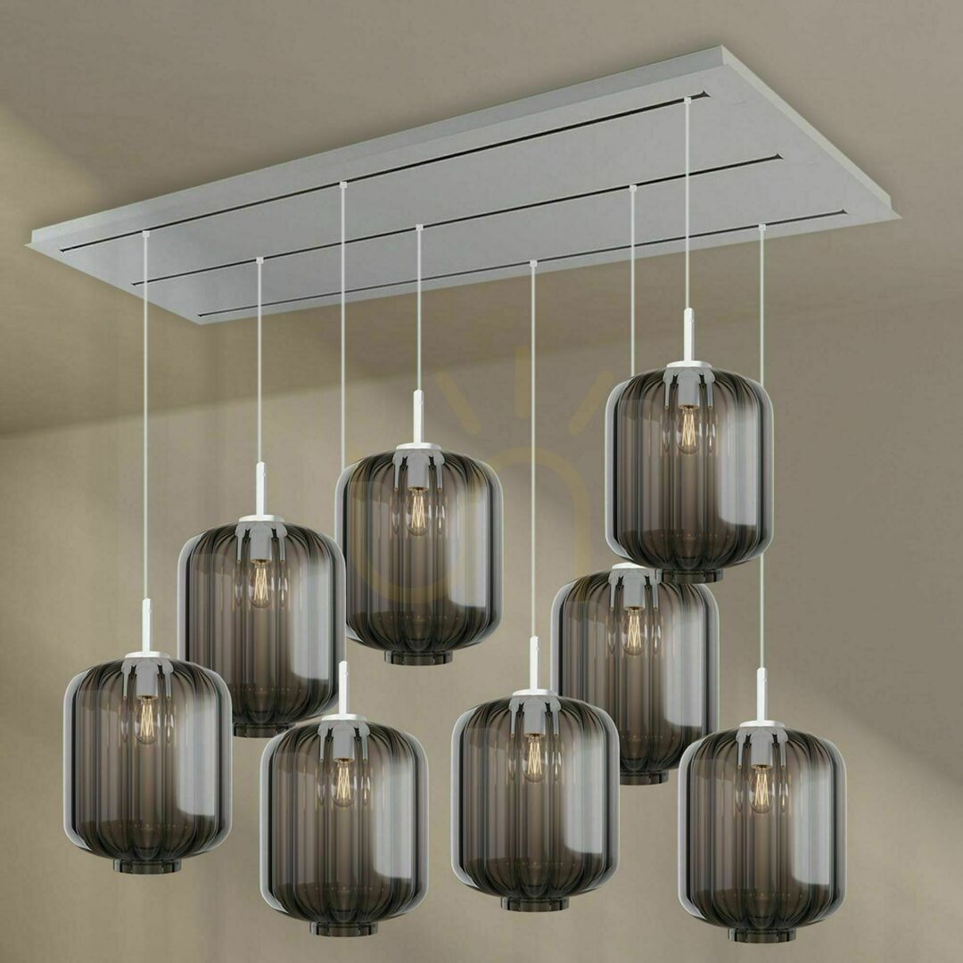 Šou Závesné svietidlo s.luce Velo, 8× E27, viacfarebné, sklenené, 200 cm Závesné svietidlo s.luce Velo, 8× E27, viacfarebné, sklenené, 200 cm