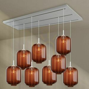 Závesný luster s.luce Velo, hnedý, 8× E27, 200 cm, sklo a kov 7 Závesný luster s.luce Velo, hnedý, 8× E27, 200 cm, sklo a kov small 7
