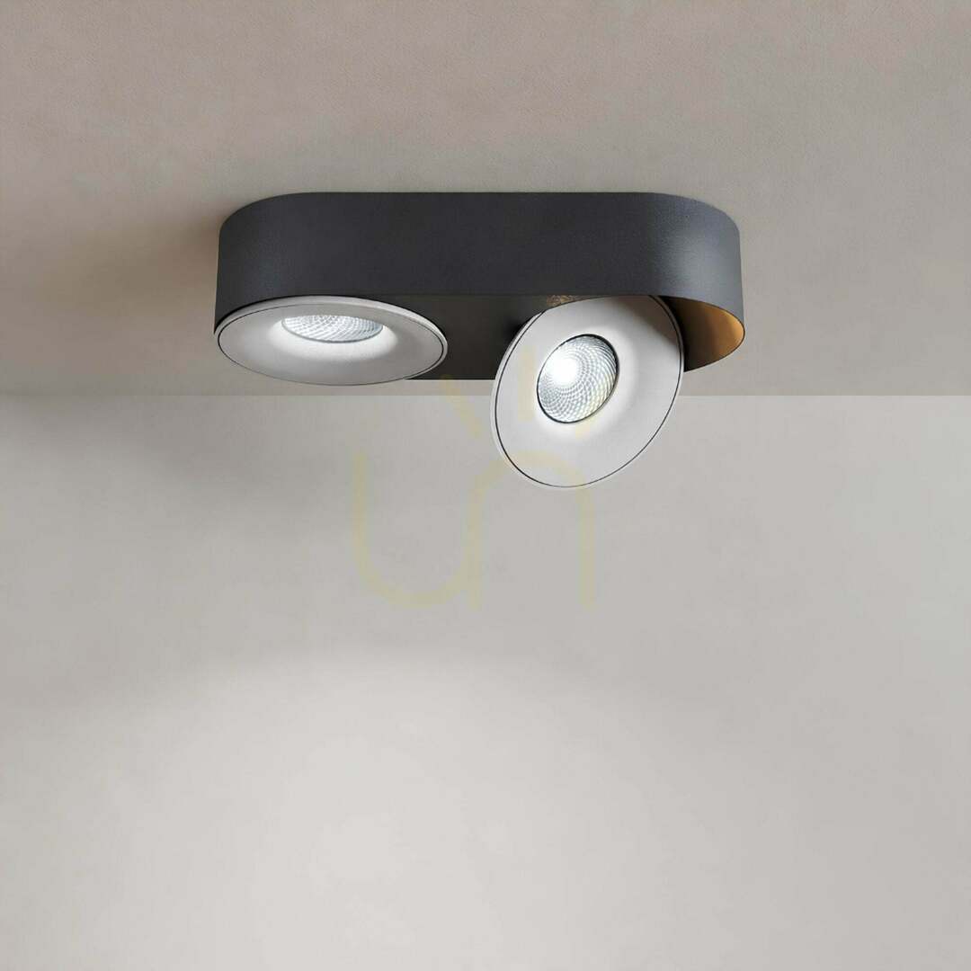 LED mennyezeti spotlámpa s.luce Santa Duo, fekete, forgatható, dimmelhető, 22 W, 4000 K