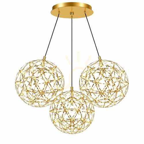 Skontrolujte LED závesné svietidlo s.luce Atom Cluster, zlaté, Ø 50 cm, 3000 K