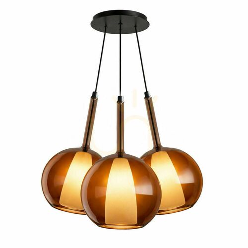 Skontrolujte Závesné svietidlo s.luce Belluna, hnedé sklo, 3× E27, Ø 24 cm