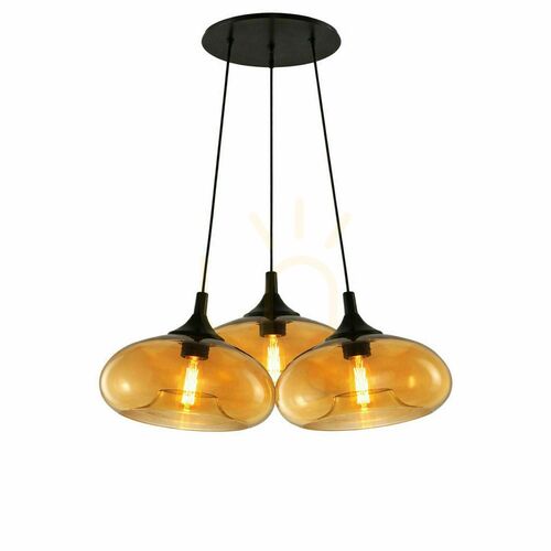 Skontrolujte Závesné svietidlo s.luce Cruet Cluster, jantárové sklo, 3× E27, tienidlá Ø 28 cm