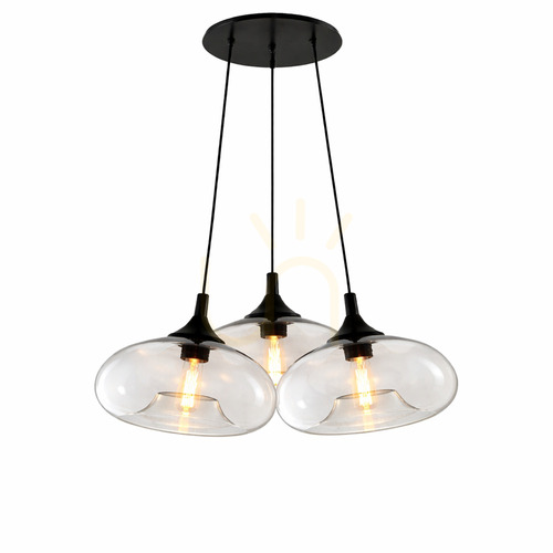 Skontrolujte Závesné svietidlo s.luce Cruet, priehľadné sklo, 3 × E27, tienidlá Ø 28 cm